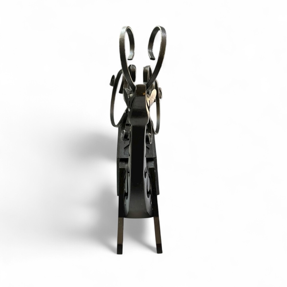 Black Wooden Reindeer With Metal Horns - Picture 6 of 8